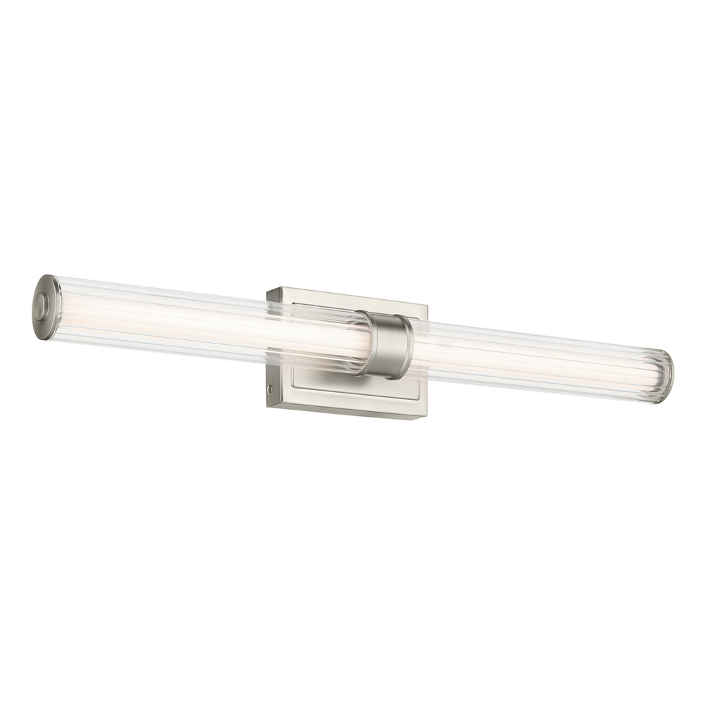 Laurene 31" Linear Bath Bar Large LED with Clear Fluted Glass in Brushed Nickel