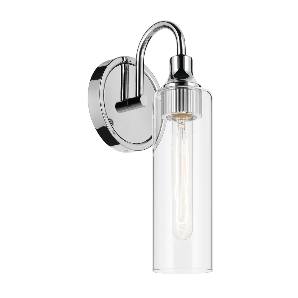 Kavi 13" 1-Light Wall Sconce with Clear Glass in Chrome