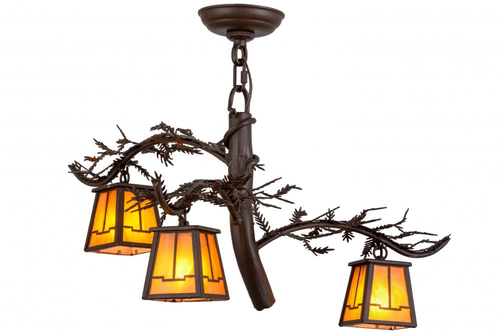 24"W Pine Branch Valley View 3 LT Chandelier