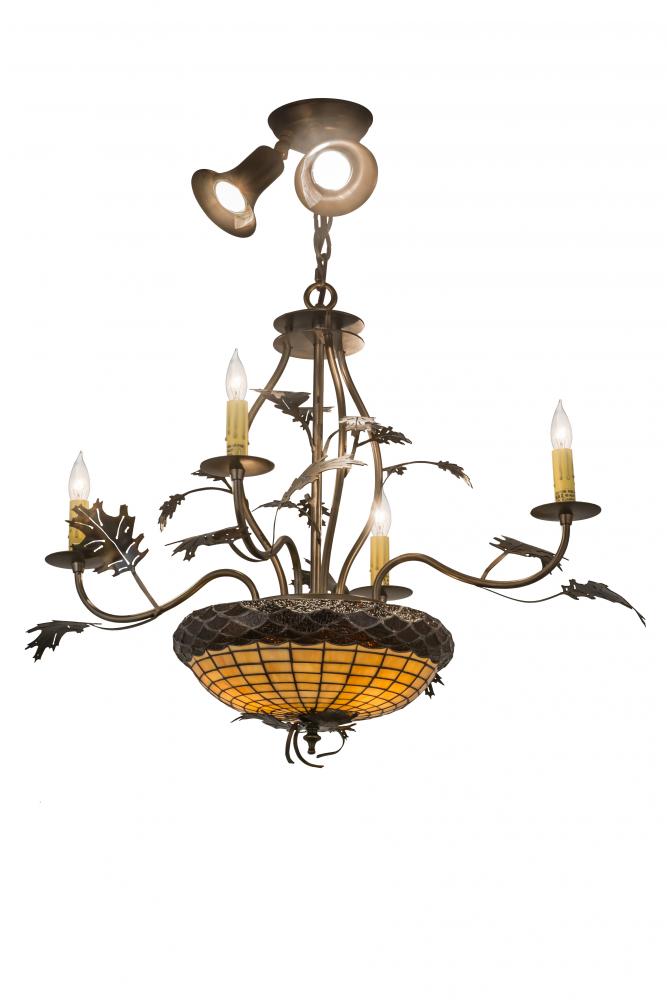 30"W Greenbriar Oak 4 LT Chandelier