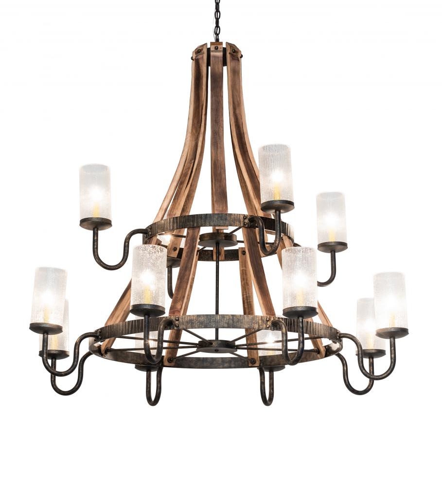 61" Wide Barrel Stave 12 Light Chandelier