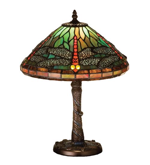 16"H Tiffany Dragonfly w/ Twisted Fly Mosaic Base Accent Lamp