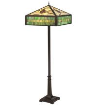 Meyda Blue 119175 - 64.5"H Green Pine Branch Mission Floor Lamp