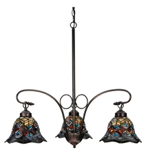 Meyda Blue 140351 - 30"W Tiffany Peacock Feather 3 LT Chandelier