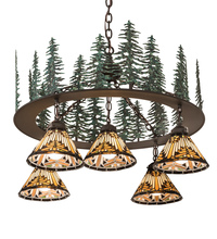 Meyda Blue 197163 - 34" Wide Nuevo Mission Tall Pines 5 Light Chandelier