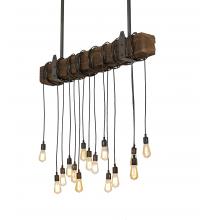 Meyda Blue 198209 - 48" Long Wood Beam 15 Light Pendant