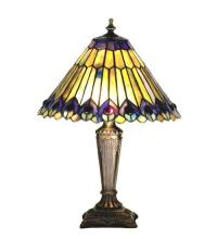 Meyda Blue 27564 - 17" High Tiffany Jeweled Peacock Accent Lamp