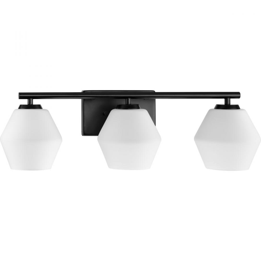 Copeland Collection Three-Light Matte Black Mid-Century Modern Vanity Light