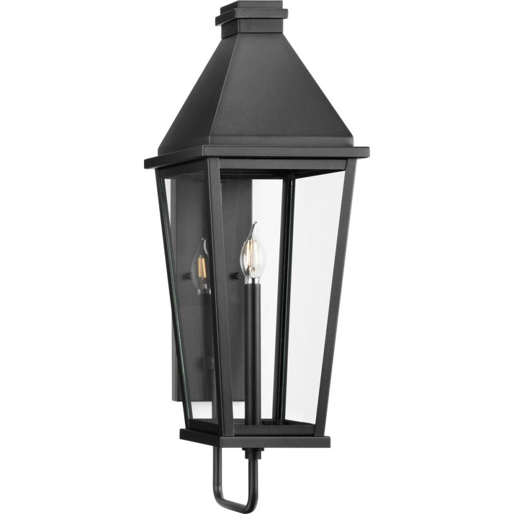 Richmond Hill Collection One-Light Textured Black Clear Glass Modern Farmhouse Outdoor Large Wall La