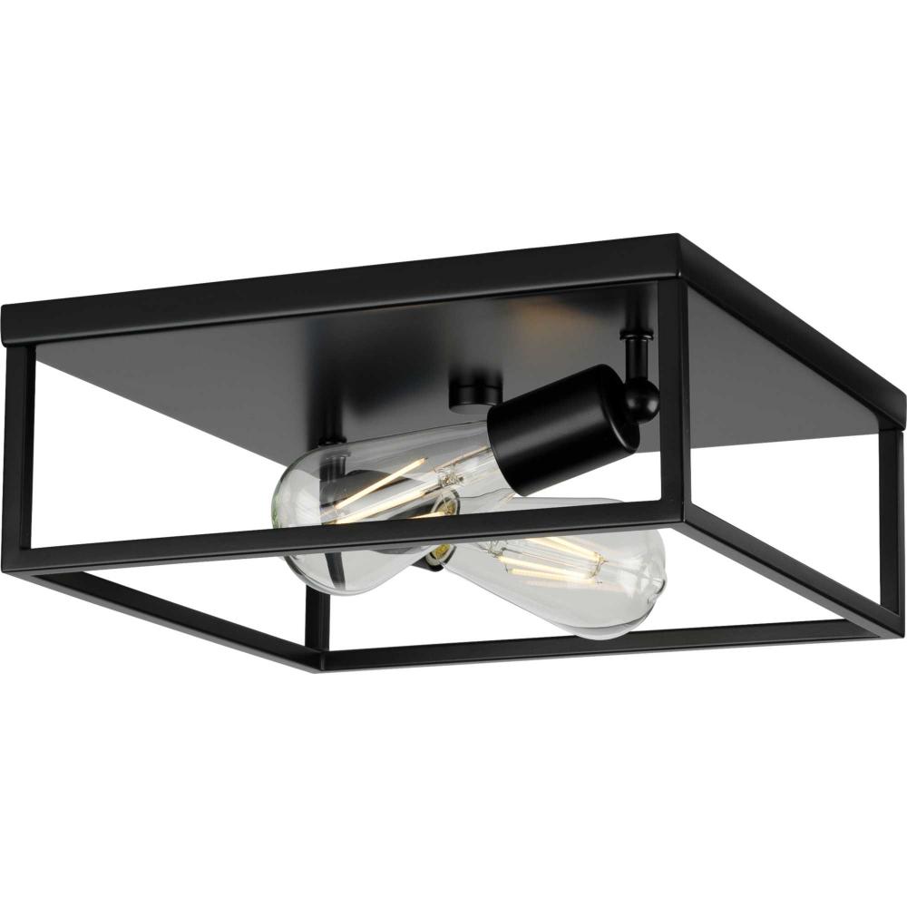 Perimeter Collection Two-Light Matte Black Modern Style Flush Mount Ceiling Light