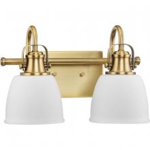 Progress P300427-163 - Preston Collection Two-Light Coastal Vintage Brass Bath and Vanity Light