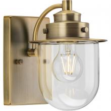 Progress P300434-163 - Northlake Collection One-Light Vintage Brass Clear Glass Transitional Bath Light