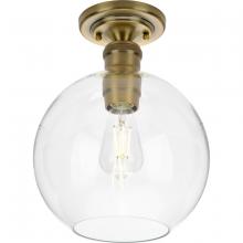 Progress P350046-163 - Hansford Collection One-Light Vintage Brass Clear Glass Farmhouse Flush Mount Light