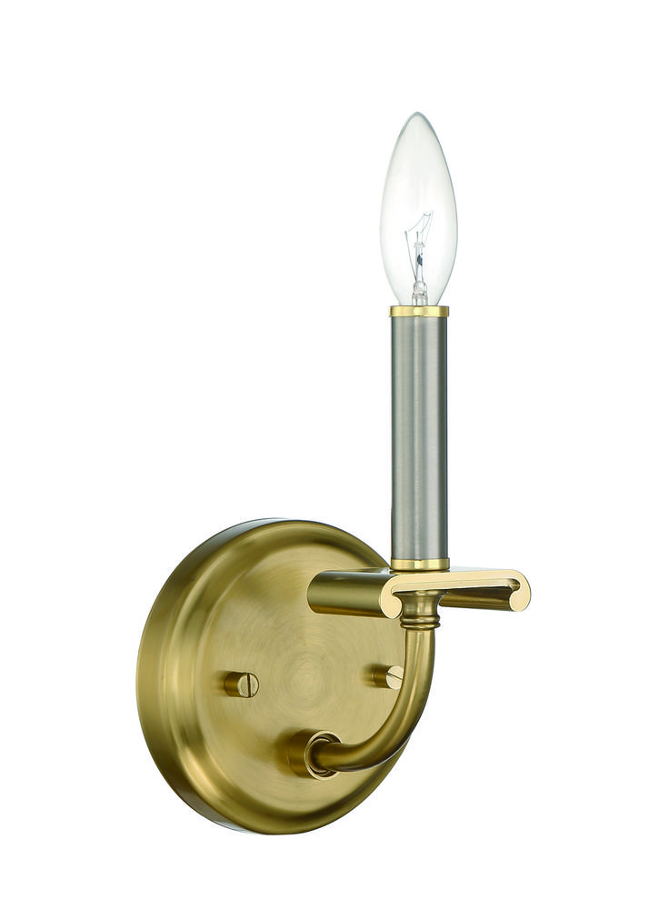 Stanza 1 Light Wall Sconce in Brushed Polished Nickel/Satin Brass