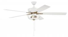 Craftmade S101WSB5-60WWOK - 60" Super Pro 101 in White/Satin Brass w/ White/Washed Oak Blades