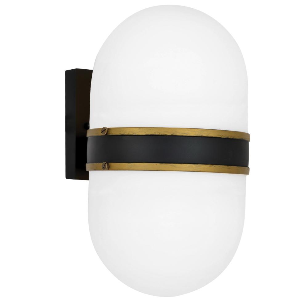 Brian Patrick Flynn Capsule 2 Light Matte Black + Textured Gold Outdoor Sconce