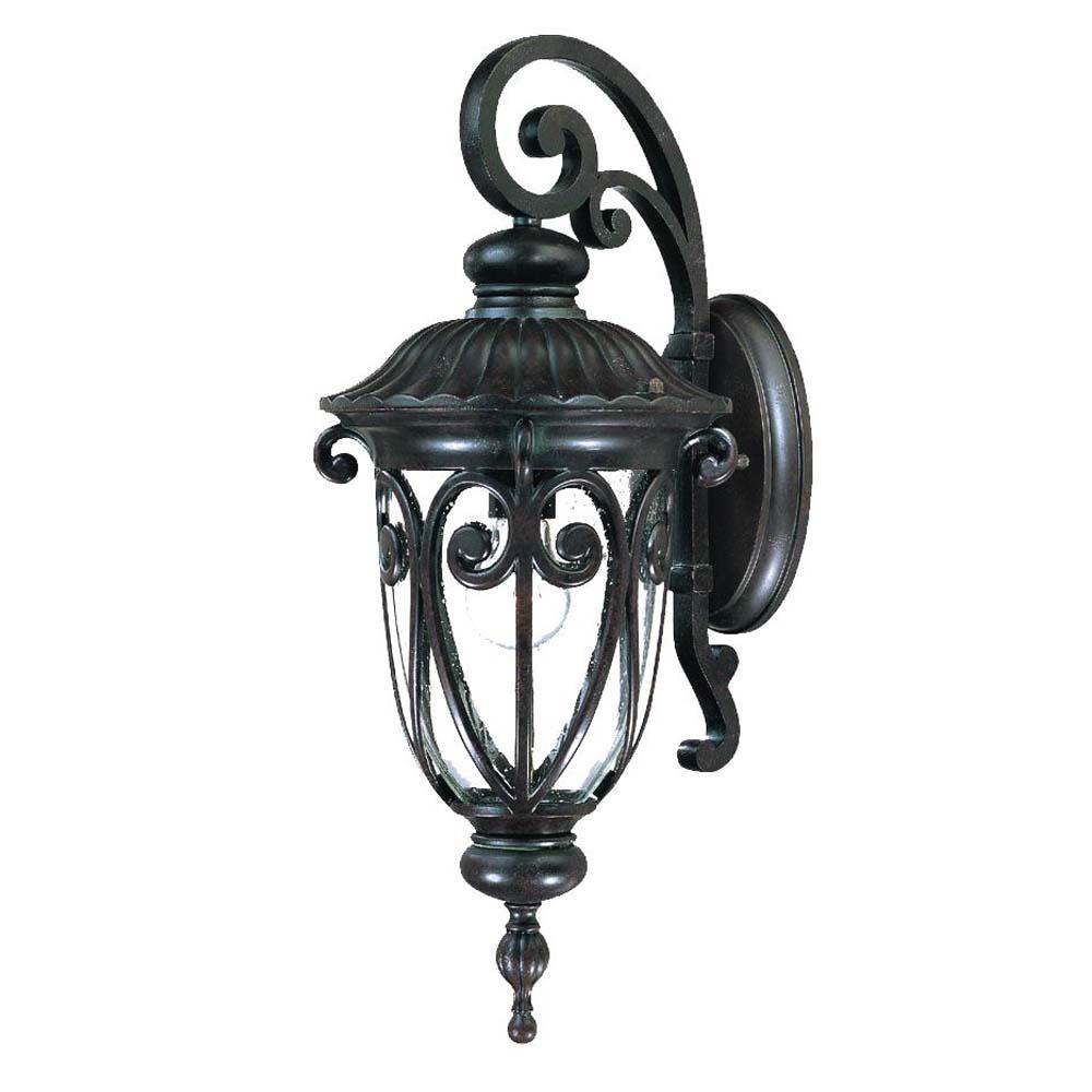 Naples Collection Wall-Mount 1-Light Outdoor Marbleized Mahogany Light Fixture