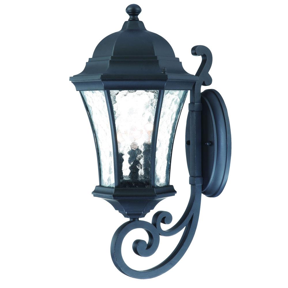 Waverly Collection Wall-Mount 3-Light Outdoor Matte Black Light Fixture