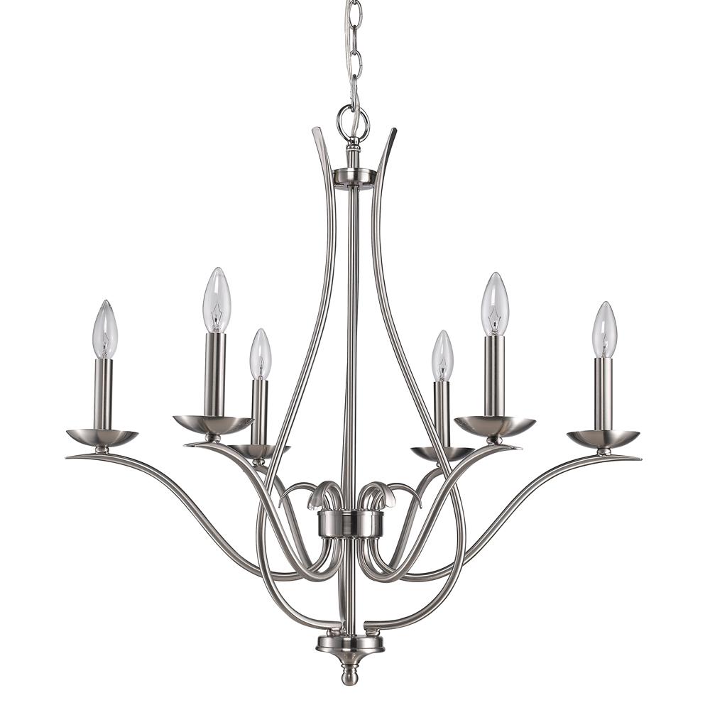 Genevieve Indoor 6-Light Chandelier In Satin Nickel