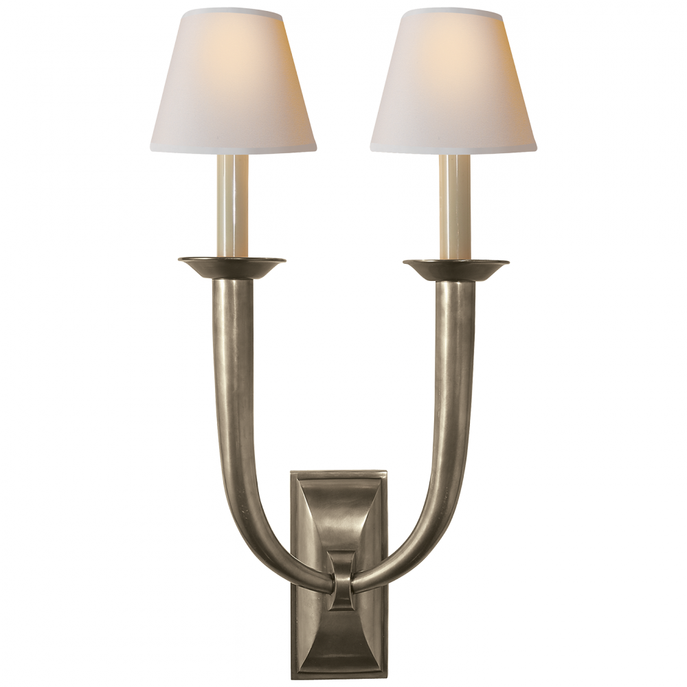 French Deco Horn Double Sconce