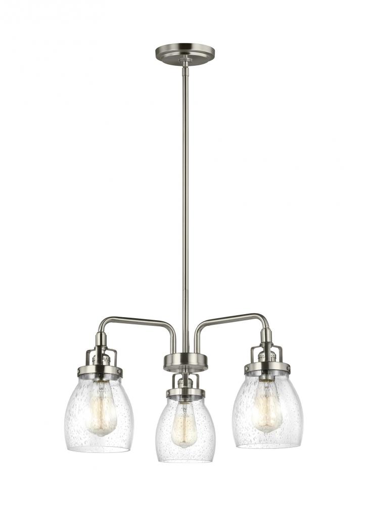 Belton transitional 3-light indoor dimmable ceiling chandelier pendant light in brushed nickel silve