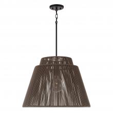 Capital 956311UK - 1-Light Indoor Outdoor Pendant in Matte Black and Hand-wrapped Umber Resin Rope