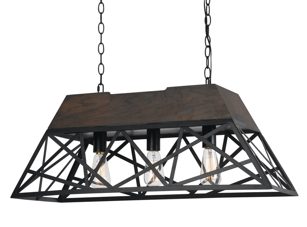 13.5" Inch Tall Wood Chandelier in Dark Bronze Wood Finish