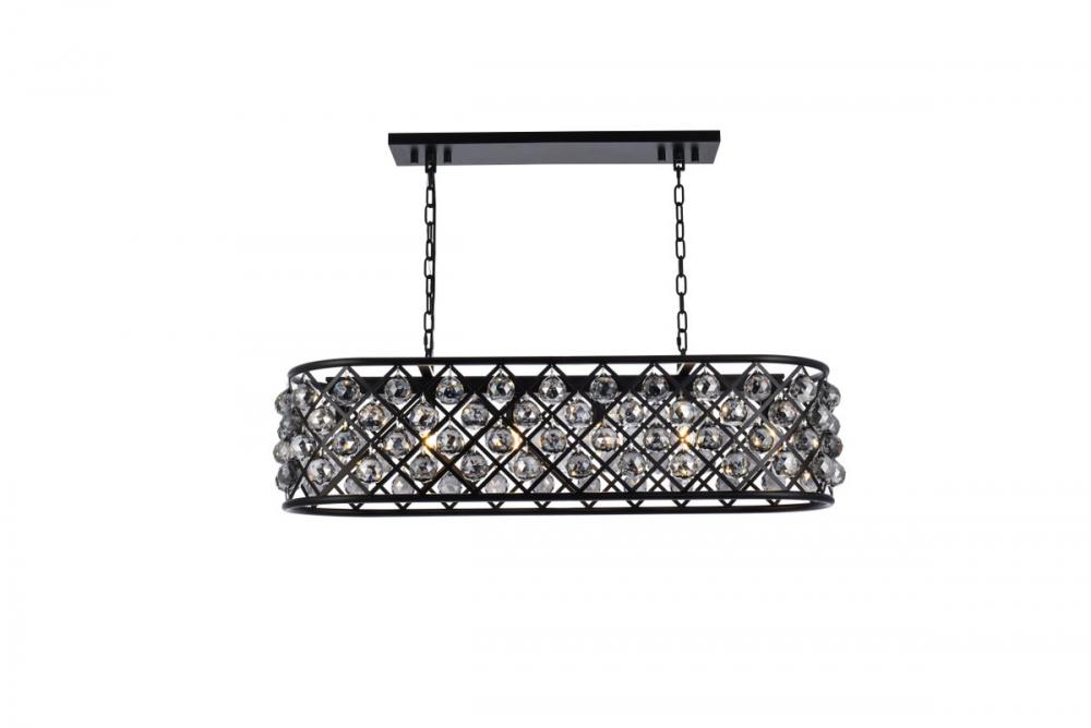 Madison 6 Light Matte Black Chandelier Silver Shade (Grey) Royal Cut Crystal