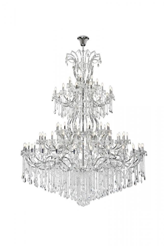 Maria Theresa 84 Light Chrome Chandelier with Clear Tear Drop Crystals Clear Royal Cut Crystal