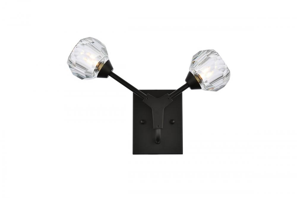 Zayne 2 Light Wall Sconce in Black