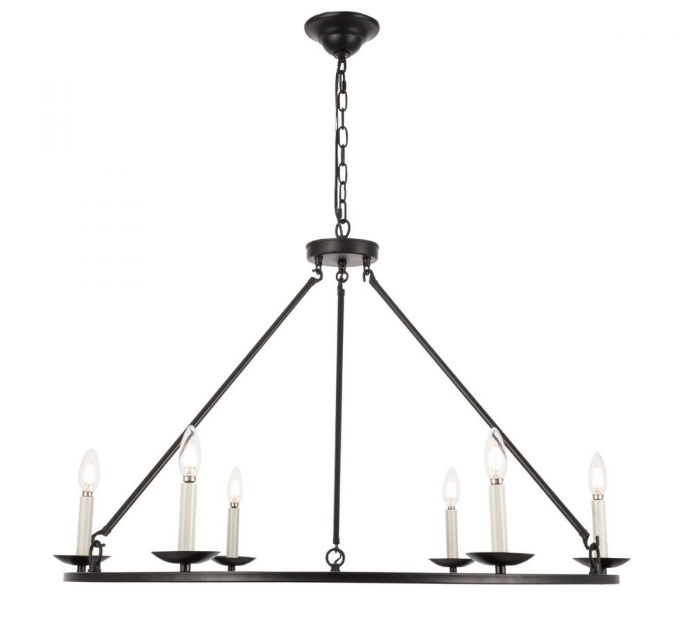 Maine 6 light Black chandelier