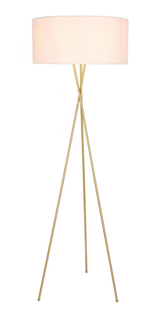 Cason 1 Light Brass and White Shade Floor Lamp