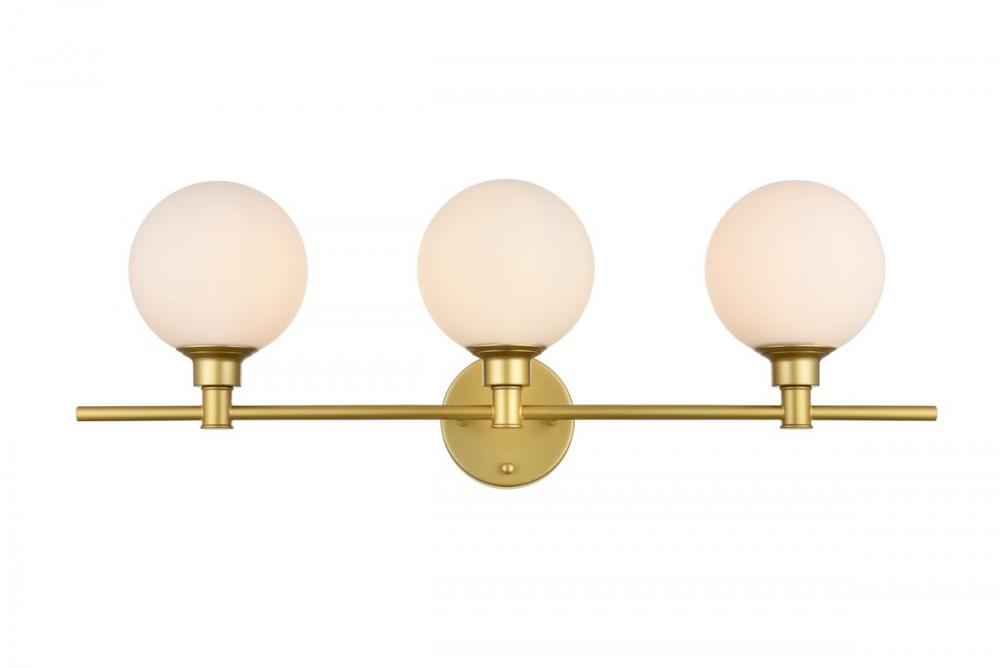 Cordelia 3 light Brass and frosted white Bath Sconce