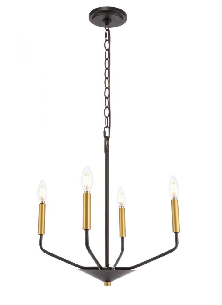 Enzo 4 light Black and Brass pendant