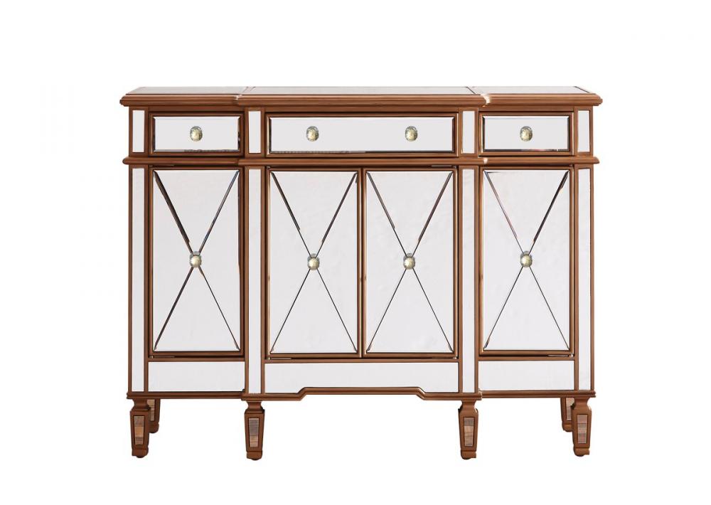 3 Drawer 4 Door Cabinet 48 .In. X 14 In. X 36 In. In Gold Clear