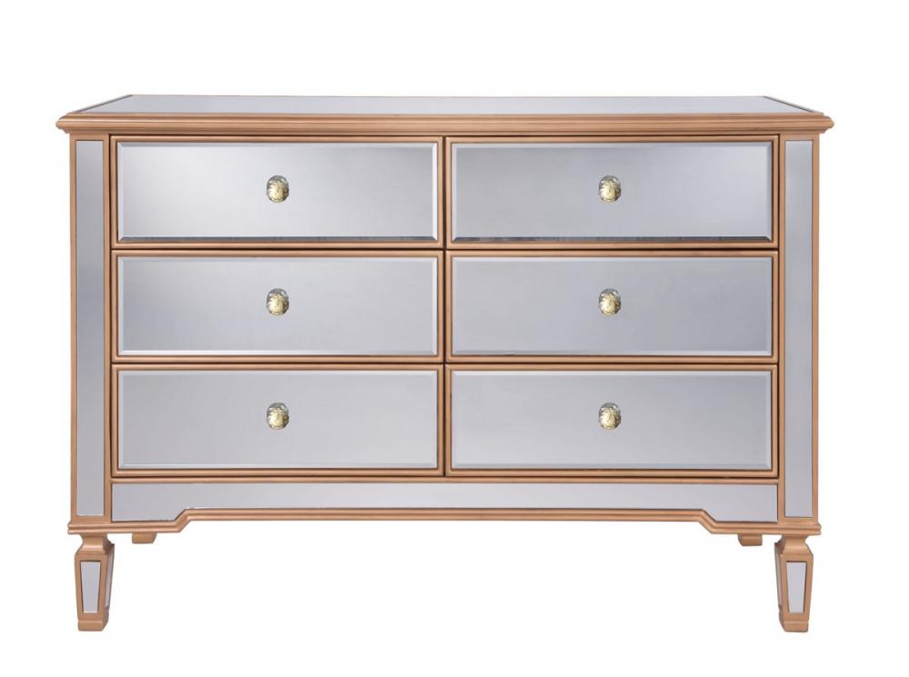 6 Drawer Dresser 48 in. x 18 in. x 32 in. in Gold paint