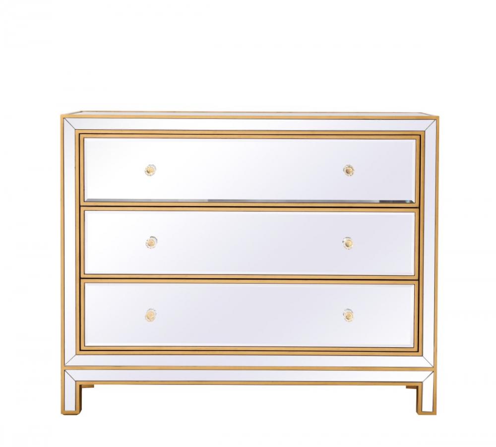 Chest 3 drawers 40in. W x 16in. D x 32in. H in gold