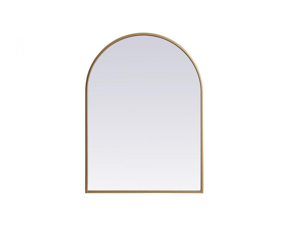 Metal Frame Arch Mirror 22x30 Inch in Brass