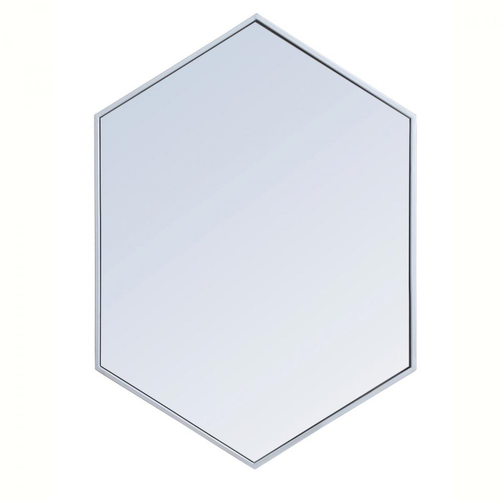 Metal Frame HexAgon Mirror 24 Inch in Silver