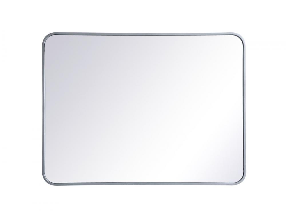 Soft Corner Metal Rectangular Mirror 27x36 Inch in Silver