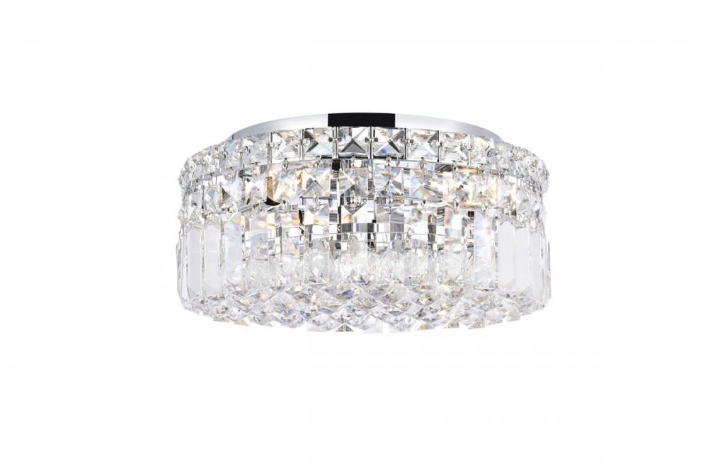 MaxIme 4 Light Chrome Flush Mount Clear Royal Cut Crystal