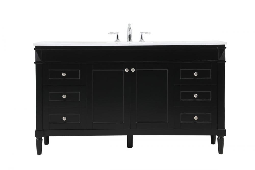 60 Inch Single Bathroom Vanity in Black