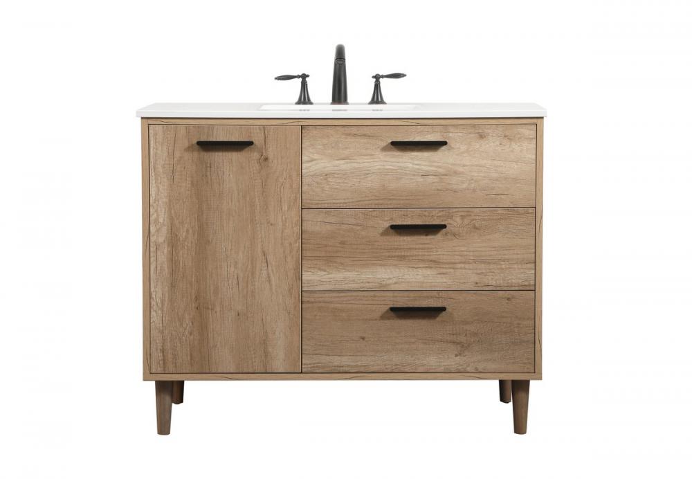 42 inch Single bathroom vanity in natural oak