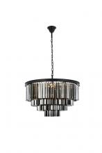 Elegant 1201D32MB-SS/RC - Sydney 17 Light Matte Black Chandelier Silver Shade (Grey) Royal Cut Crystal