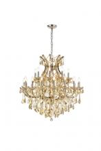 Elegant 2800D36GT-GT/RC - Maria Theresa 24 Light Golden Teak Chandelier Golden Teak (Smoky) Royal Cut Crystal