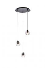 Elegant 3505D12BK - Eren 3 Lights Black Pendant