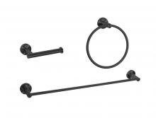 Elegant HWB-11S3RMBK - Alma 3-Piece Bathroom Hardware Set in Matte Black