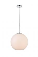 Elegant LD2217C - Baxter 1 Light Chrome Pendant with Frosted White Glass