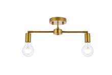 Elegant LD2348BR - Zane 2 Lights Brass Flush Mount