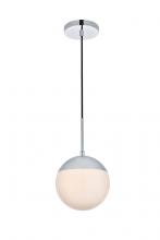 Elegant LD6028C - Eclipse 1 Light Chrome Pendant With Frosted White Glass